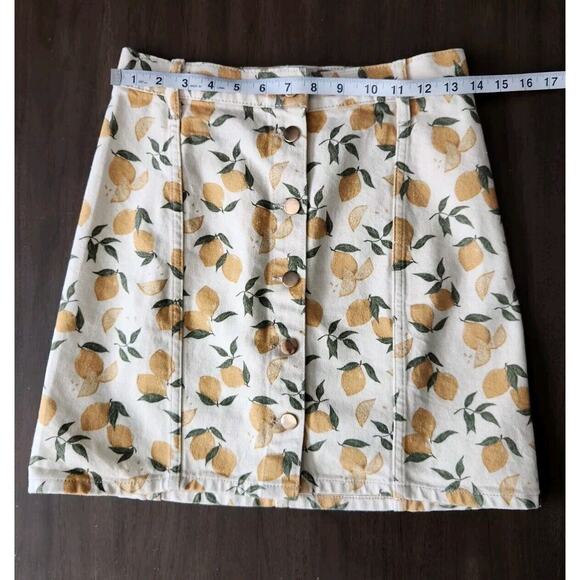 Reformation Chrissy Limoncello Mini Button Fly Denim Skirt Size 4 EUC - Picture 3 of 6